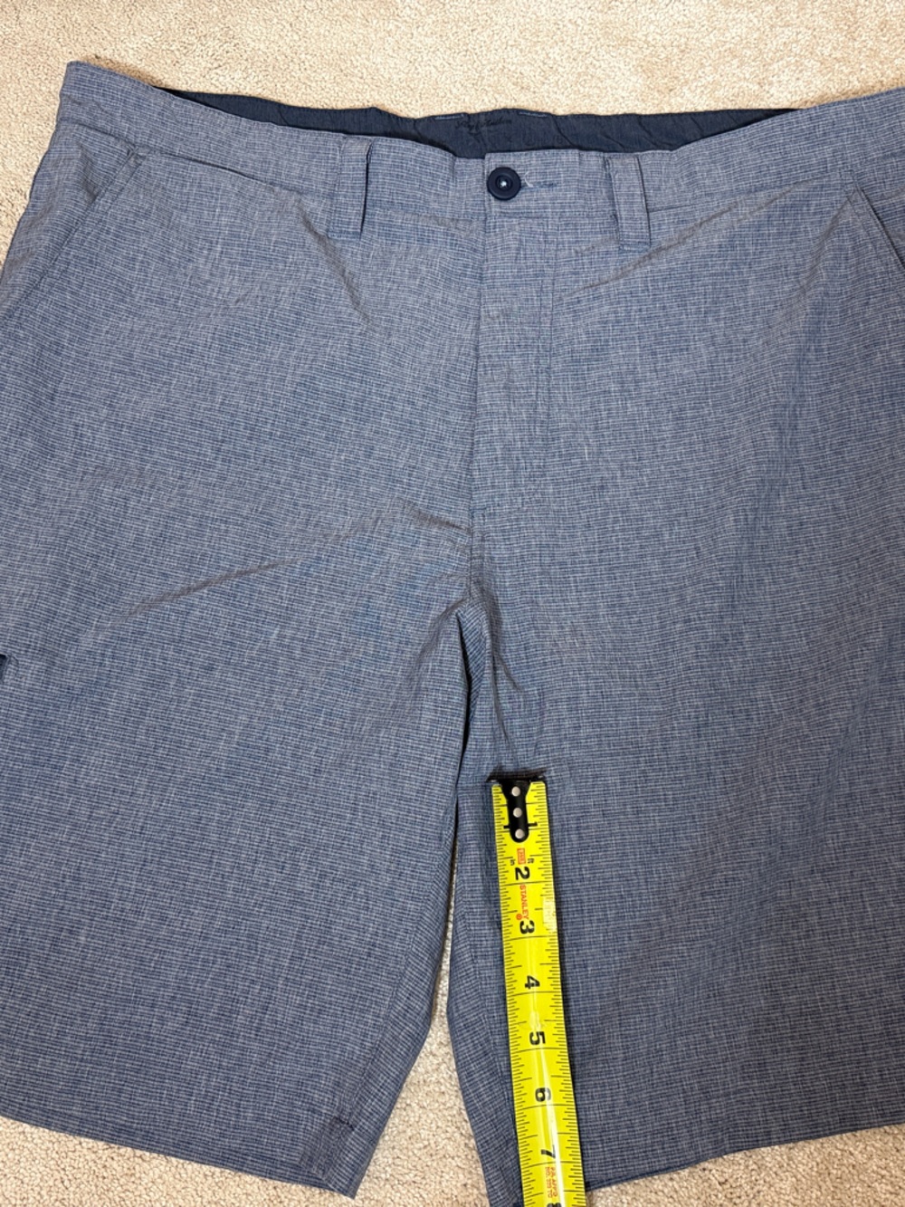 Flag and Anthem Heathered Blue Flat-Front Men’s Performance Shorts